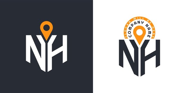 Iconos de doble vector del logotipo NH para el reclutamiento y la navegación