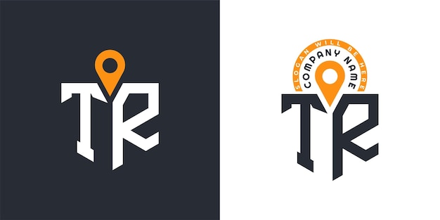 Iconos de doble vector del logotipo TR para reclutamiento y navegación