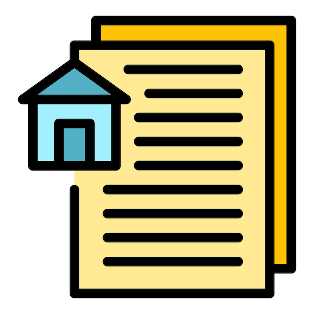Iconos de documentos de la casa Contorno de documentos de casa Iconos vectoriales de color plano aislado