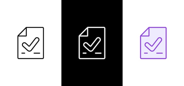 Íconos de documentos en papel Ilustración vectorial del formulario de solicitud verificada