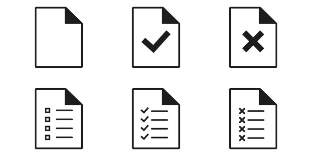 Iconos de documentos. Símbolo de colección de iconos de portapapeles para el diseño de sitios web y aplicaciones. ilustración vectorial