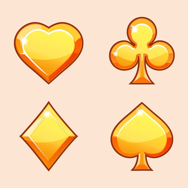 Iconos dorados de cartas de juego