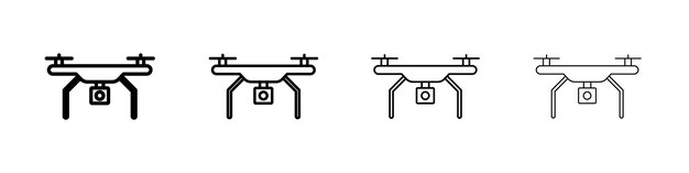 Iconos de drones con logotipo lineal aislado