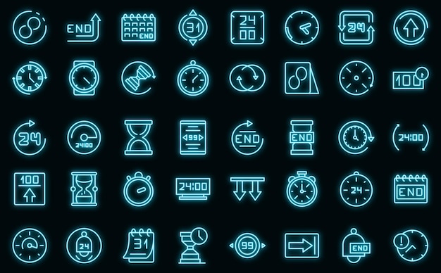 Los iconos de duración establecen el vector de contorno. Futuro pasado. Tiempo presente