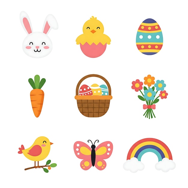 Iconos e ilustraciones bonitas de la Pascua