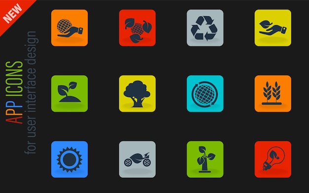 Vector iconos de la ecología