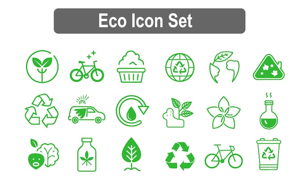 Iconos ecológicos con símbolos verdes y sostenibles