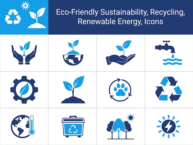 Iconos ecológicos Sostenibilidad Reciclaje y conservación Símbolos Iconos Ilustración vectorial