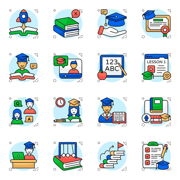 Iconos de la educación y el aprendizaje