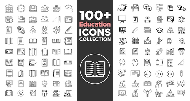 Iconos de educación establecer iconos de estilo de contorno