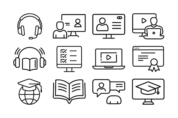 Iconos de educación en línea