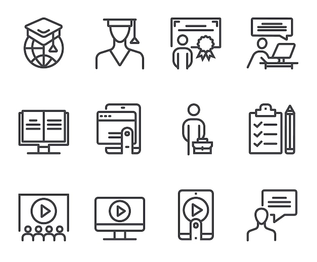 Iconos de educación en línea