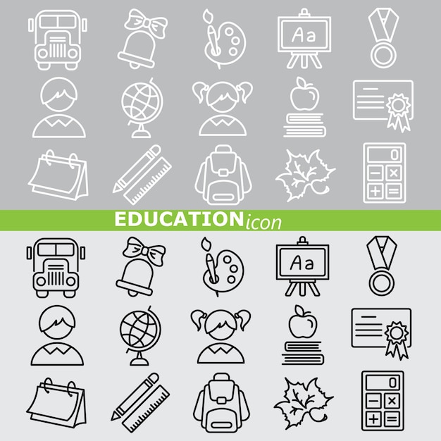 Vector iconos de educación. linear set