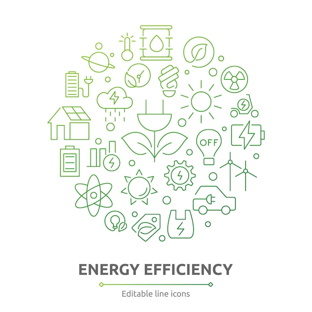 Iconos de eficiencia energética Colección de iconos de energía eléctrica