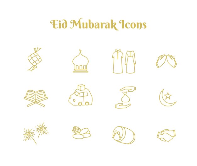 Vector los íconos del eid mubarak