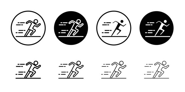 Iconos de ejecución planos y diseño de conjunto simple