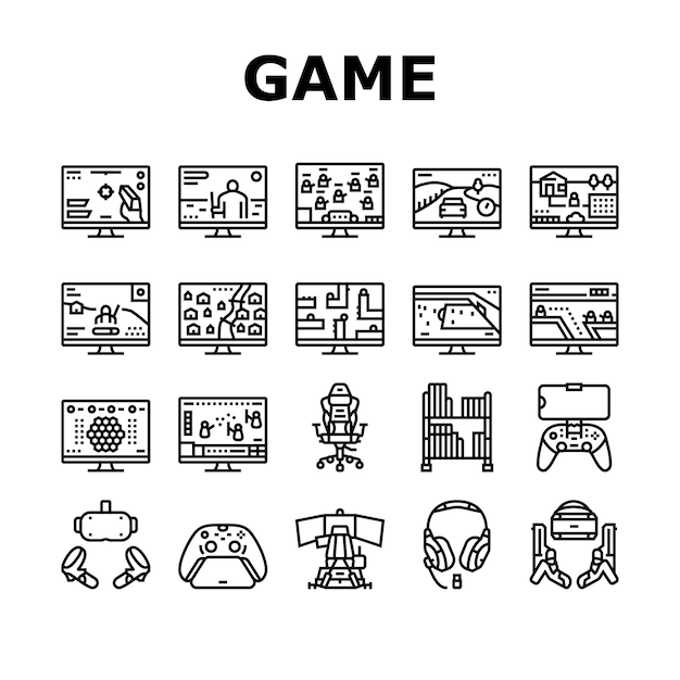 Iconos electrónicos y de dispositivos de videojuegos