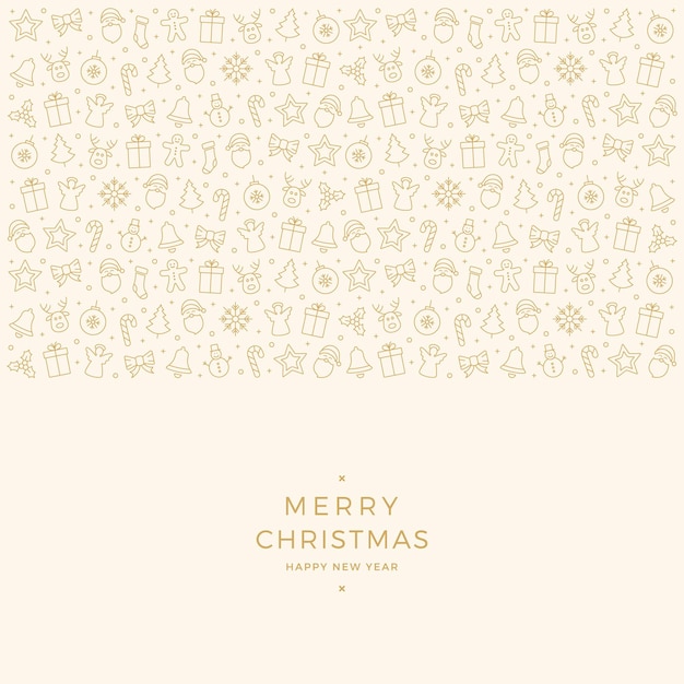 Los íconos del elemento navideño borde fondo dorado