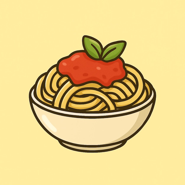 Iconos de los elementos alimenticios del vector de espagueti