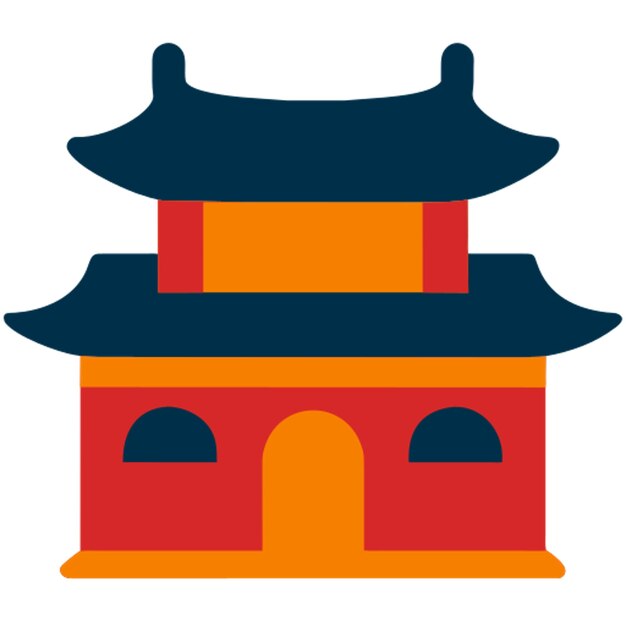 Iconos de elementos de construcción chinos con formas de colores