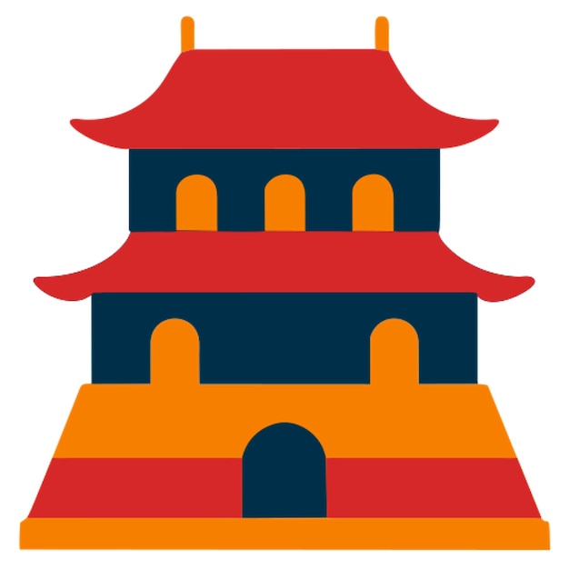 Iconos de elementos de construcción chinos con formas de colores