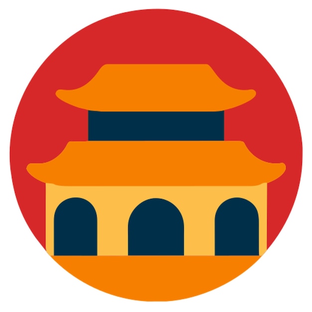 Iconos de elementos de construcción chinos con formas de colores