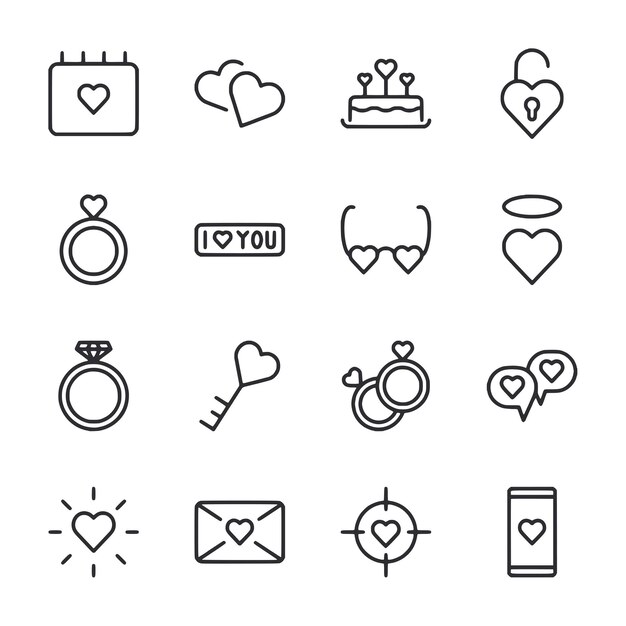 Iconos y elementos del Día de San Valentín