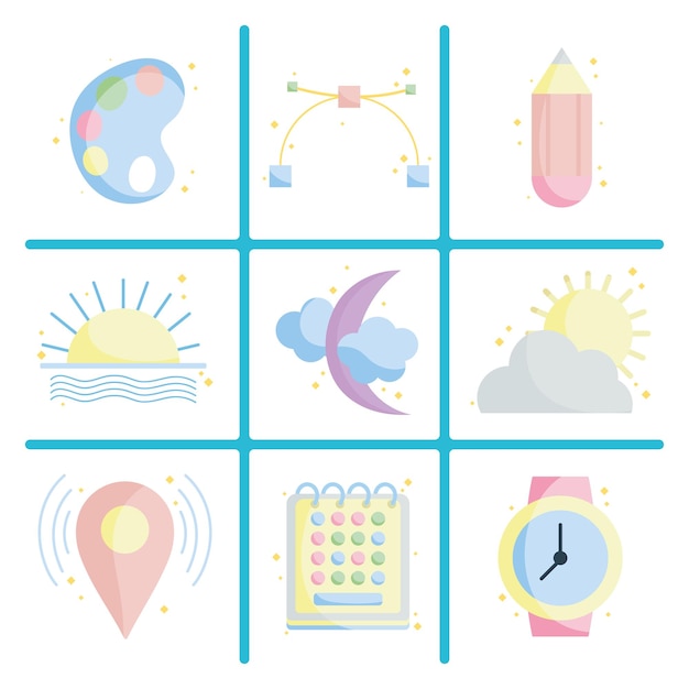 Iconos de elementos de diseño