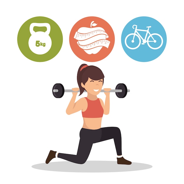 Vector iconos de elementos de estilo de vida fitness