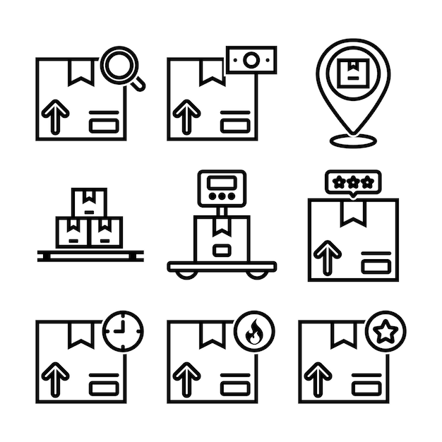 Iconos de elementos vectoriales de línea logística y entrega de envío