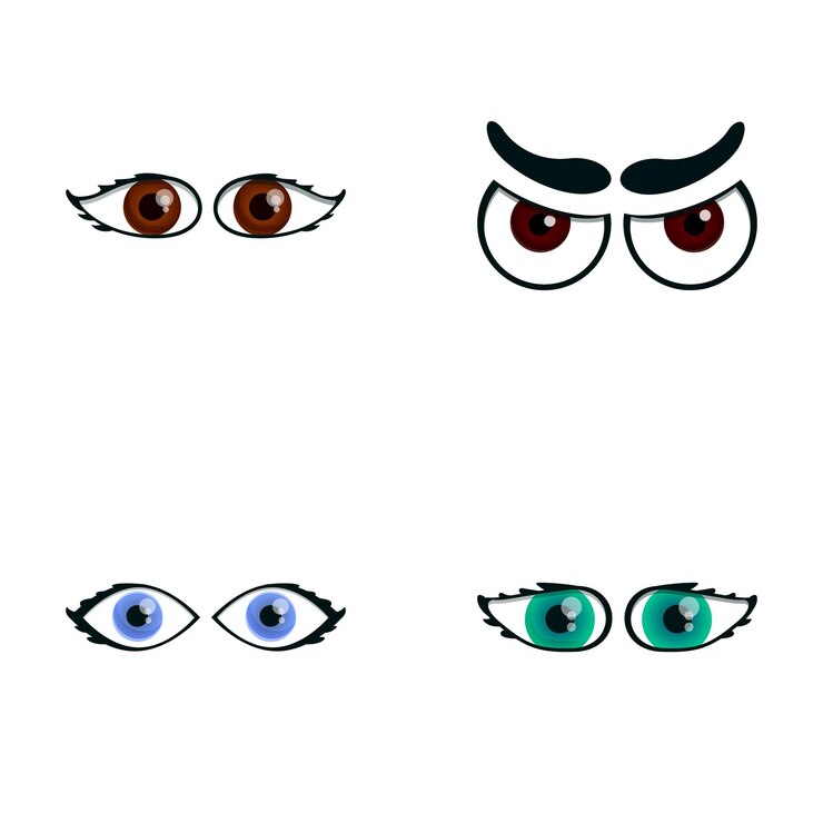 Vector iconos de emociones de los ojos establecidos vector de dibujos animados ojo de dibuyos animados que expresa diferentes emociones