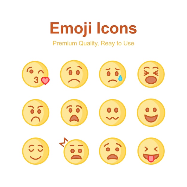 Iconos de emoji bonitos vectores de emoticones aislados en fondo blanco
