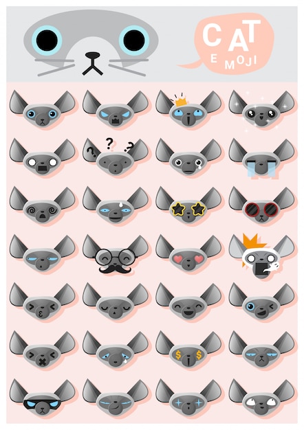 Vector iconos emoji de gato