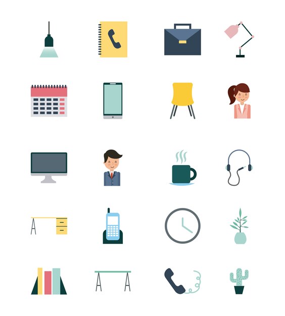 Iconos de empresaria y empresario conjunto ilustración