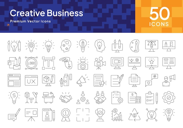 Iconos empresariales creativos para la marca y la estrategia de innovación