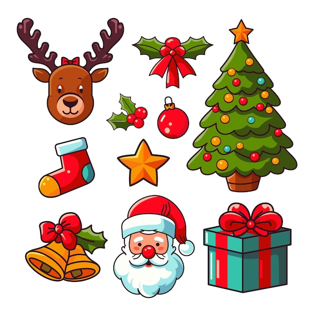 Vector iconos encantados de la navidad