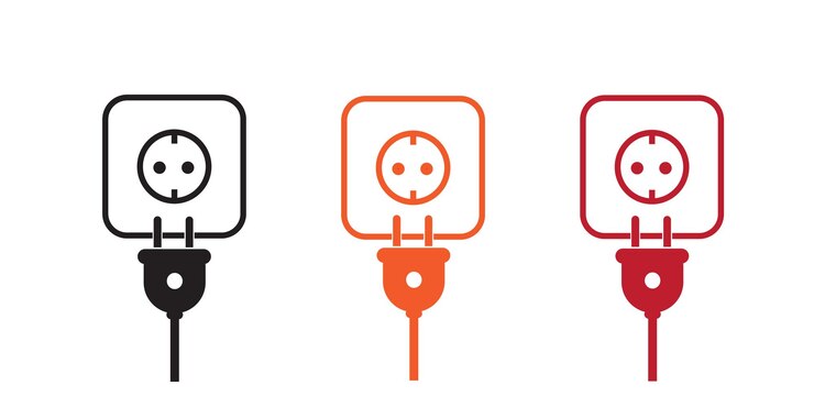 Vector iconos de enchufe y enchufe editable stroke