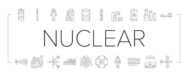 Iconos de energía de ingeniero nuclear set vector