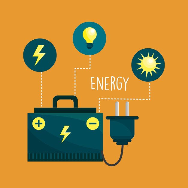 Vector iconos de energía logger y cuidado del medio ambiente