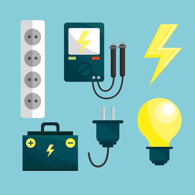 Vector iconos de energía logger y cuidado del medio ambiente