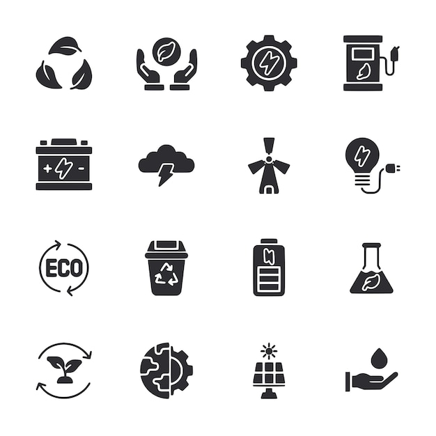 Iconos de la energía renovable y la sostenibilidad