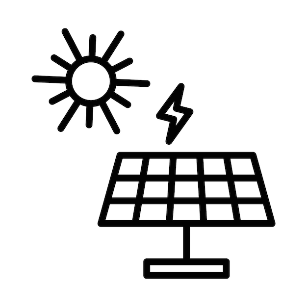 Iconos de energía solar contorno señal de conjunto