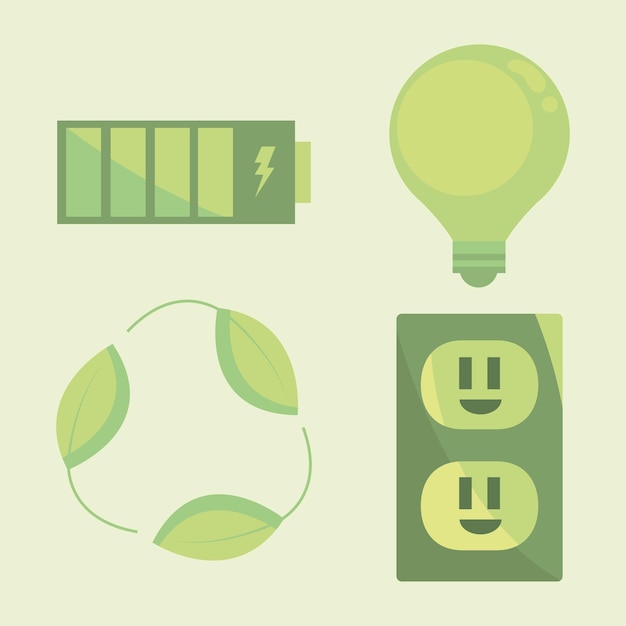 Vector iconos de energía verde