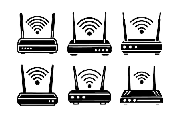 Iconos de enrutador inalámbrico para la tecnología moderna