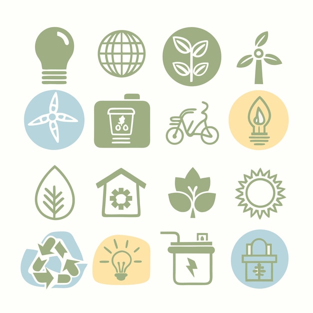 Iconos de entorno verdes en un fondo blanco aislado 6