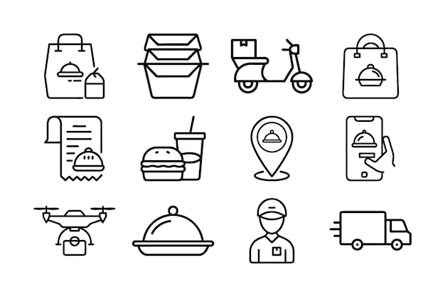 Iconos de entrega de alimentos