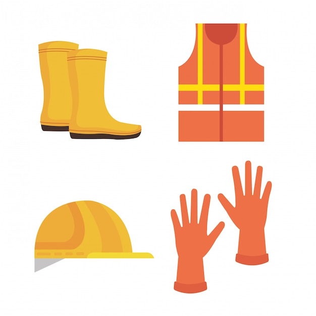 Iconos de equipos de seguridad industrial.