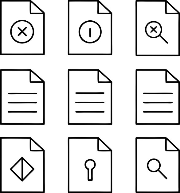 Iconos de error Información de búsqueda Archivos de texto Opciones de documento Claves