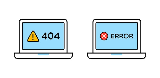 Vector iconos de error del portátil vectorial