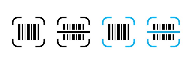 Vector iconos de escaneo de códigos de barras conjunto de íconos vectoriales símbolo de código de barras ilustración de código de barras de escaneo digital